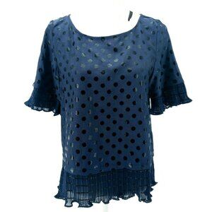 NWT NUMPH Polka Dot Ruffle Dark Blue NWT Size XS and SMALL